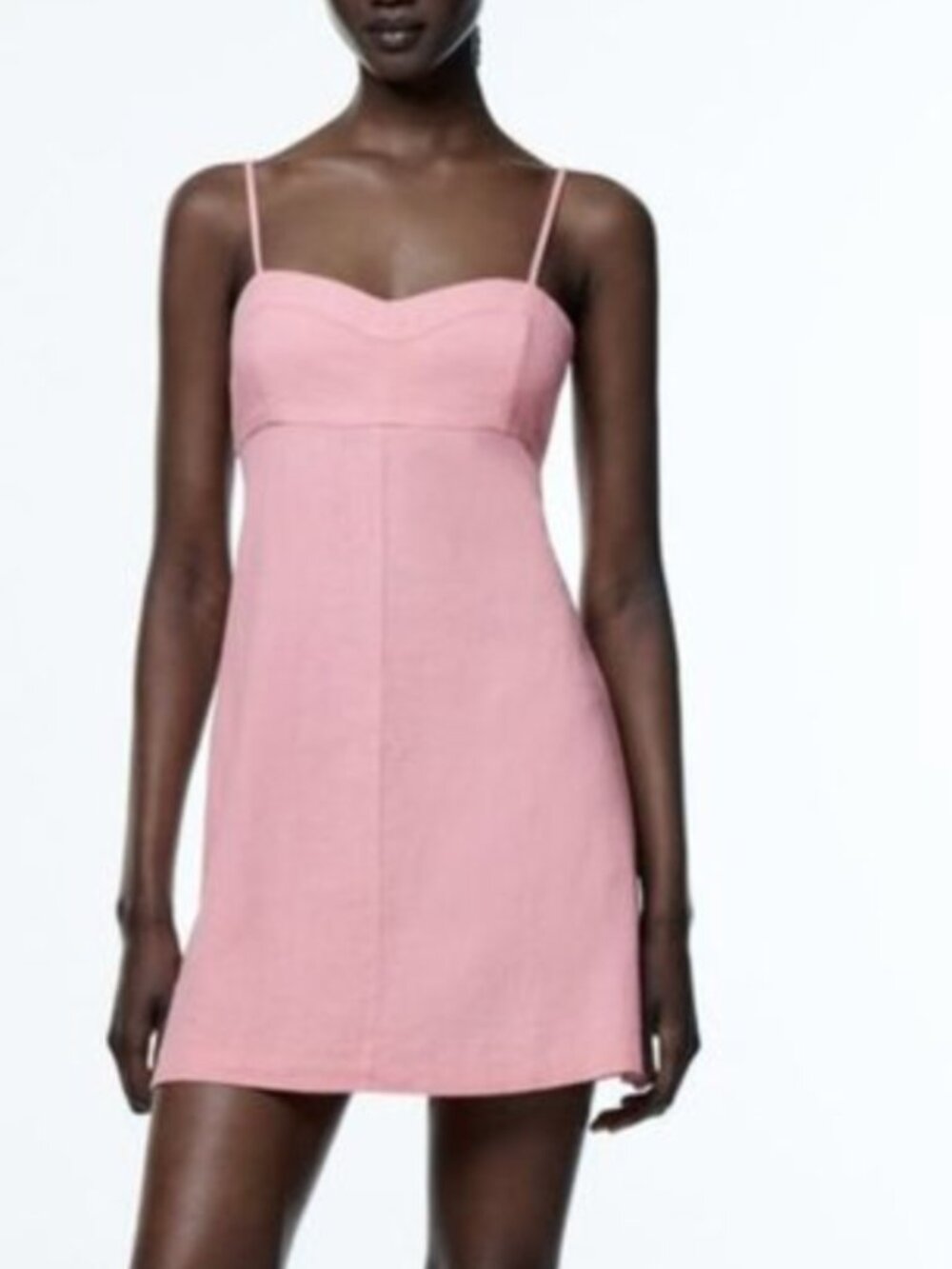 Zara Pink Linen Babydoll Mini Dress